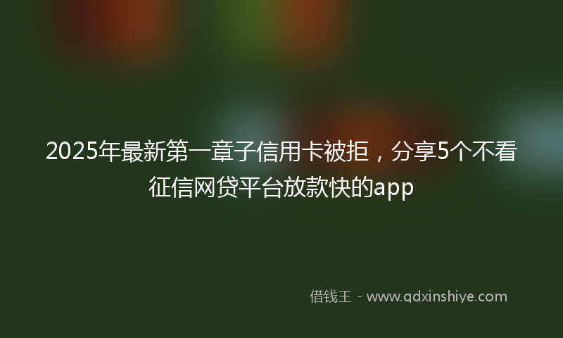 2025年最新第一章子信用卡被拒，分享5个不看征信网贷平台放款快的app