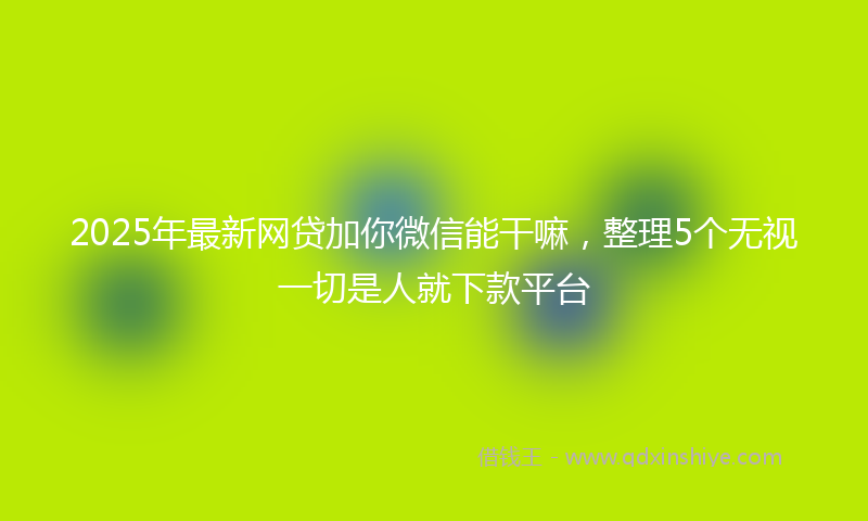 2025年最新网贷加你微信能干嘛，整理5个无视一切是人就下款平台