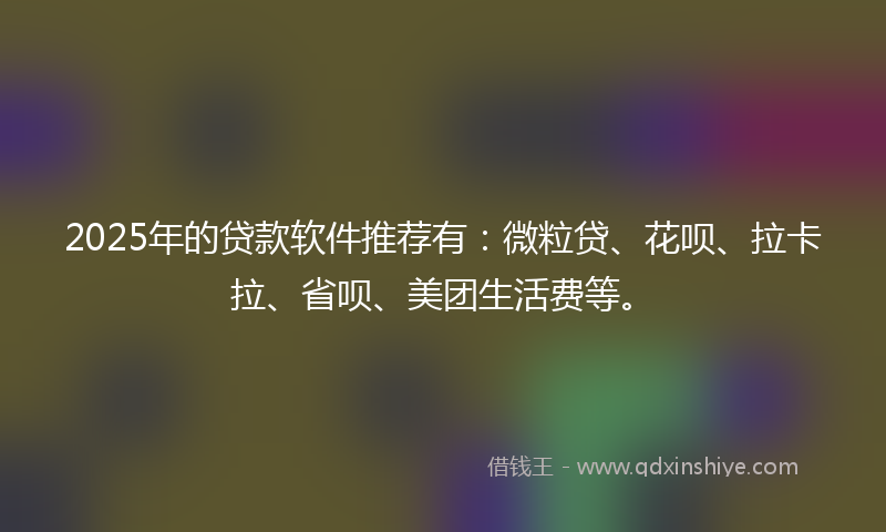 2025年的贷款软件推荐有：微粒贷、花呗、拉卡拉、省呗、美团生活费等。