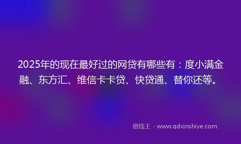2025年的现在最好过的网贷有哪些有：度小满金融、东方汇、维信卡卡贷、快贷通、替你还等。