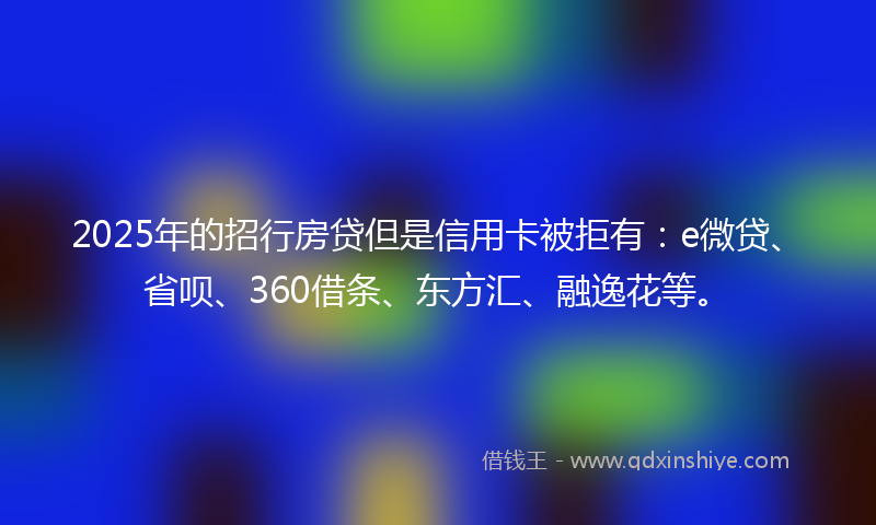 2025年的招行房贷但是信用卡被拒有：e微贷、省呗、360借条、东方汇、融逸花等。