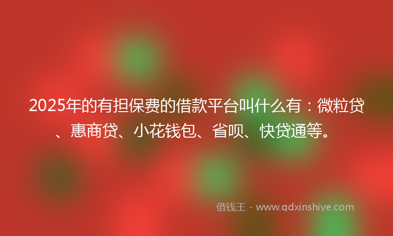 2025年的有担保费的借款平台叫什么有：微粒贷、惠商贷、小花钱包、省呗、快贷通等。