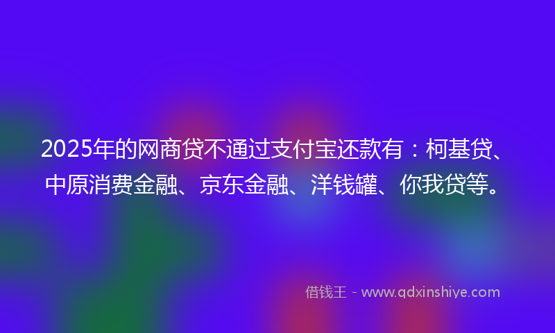 2025年的网商贷不通过支付宝还款有：柯基贷、中原消费金融、京东金融、洋钱罐、你我贷等。