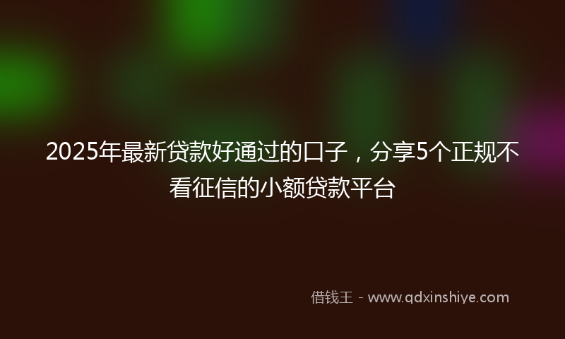 2025年最新贷款好通过的口子，分享5个正规不看征信的小额贷款平台