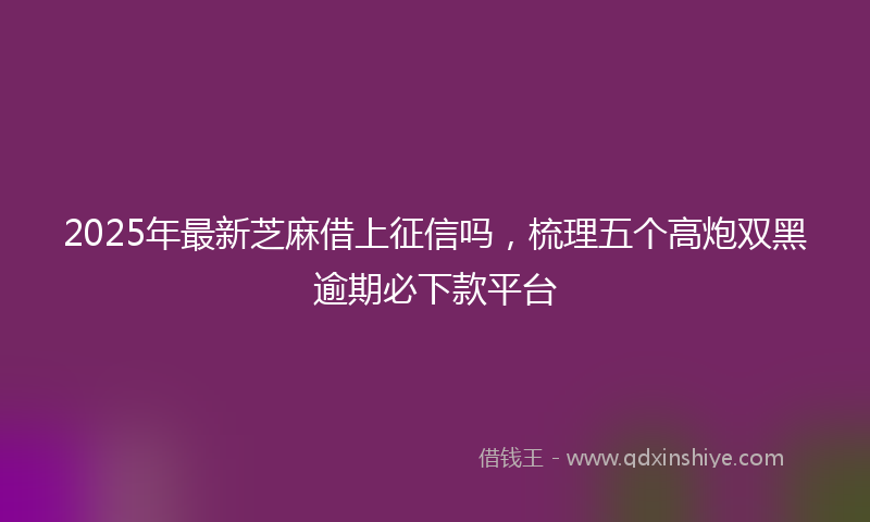 2025年最新芝麻借上征信吗，梳理五个高炮双黑逾期必下款平台