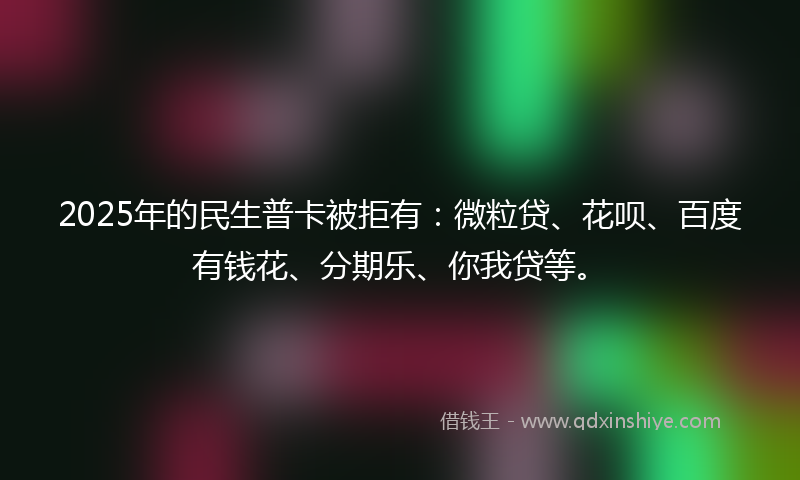 2025年的民生普卡被拒有：微粒贷、花呗、百度有钱花、分期乐、你我贷等。