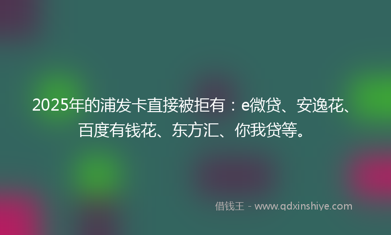 2025年的浦发卡直接被拒有：e微贷、安逸花、百度有钱花、东方汇、你我贷等。