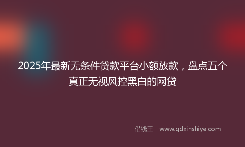 2025年最新无条件贷款平台小额放款，盘点五个真正无视风控黑白的网贷