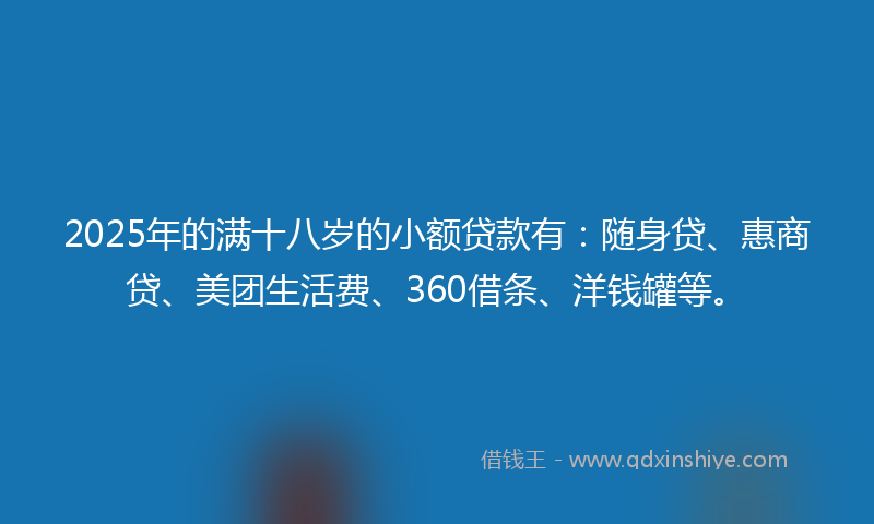 2025年的满十八岁的小额贷款有：随身贷、惠商贷、美团生活费、360借条、洋钱罐等。