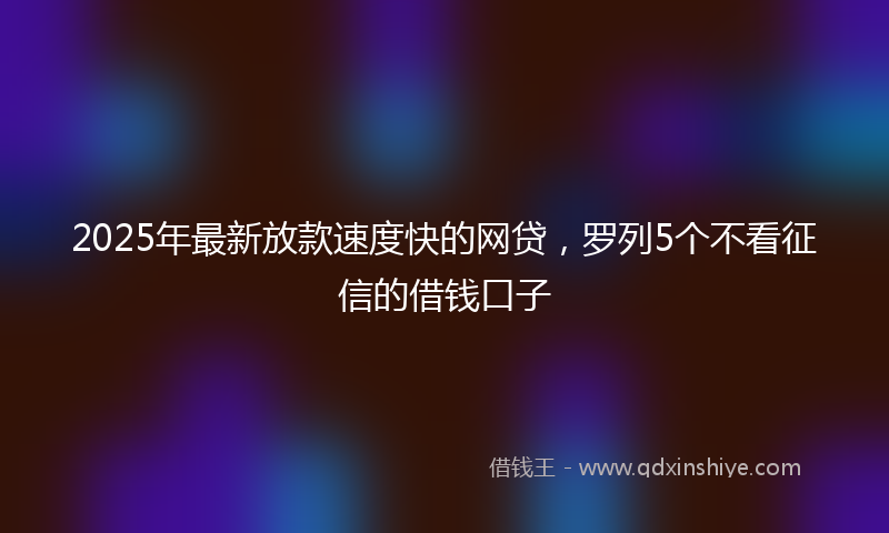 2025年最新放款速度快的网贷，罗列5个不看征信的借钱口子