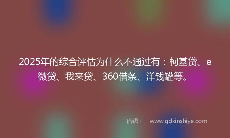 2025年的综合评估为什么不通过有：柯基贷、e微贷、我来贷、360借条、洋钱罐等。