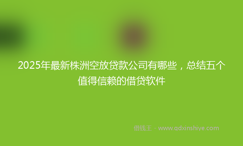 2025年最新株洲空放贷款公司有哪些，总结五个值得信赖的借贷软件