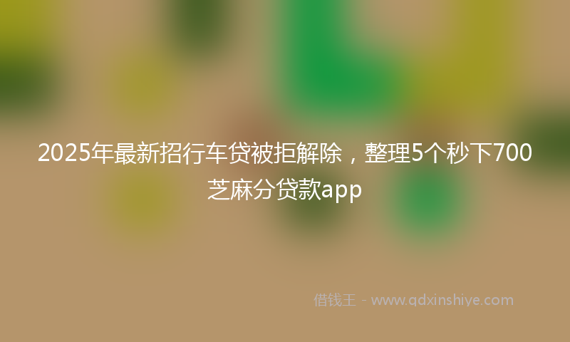 2025年最新招行车贷被拒解除，整理5个秒下700芝麻分贷款app