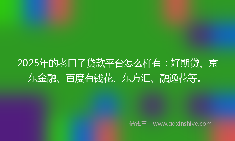 2025年的老口子贷款平台怎么样有：好期贷、京东金融、百度有钱花、东方汇、融逸花等。