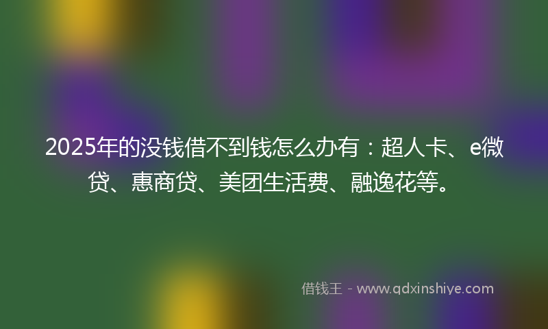 2025年的没钱借不到钱怎么办有：超人卡、e微贷、惠商贷、美团生活费、融逸花等。
