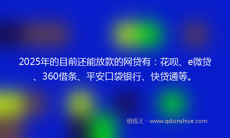 2025年的目前还能放款的网贷有：花呗、e微贷、360借条、平安口袋银行、快贷通等。