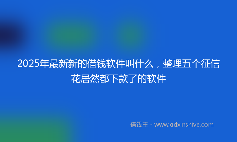 2025年最新新的借钱软件叫什么，整理五个征信花居然都下款了的软件