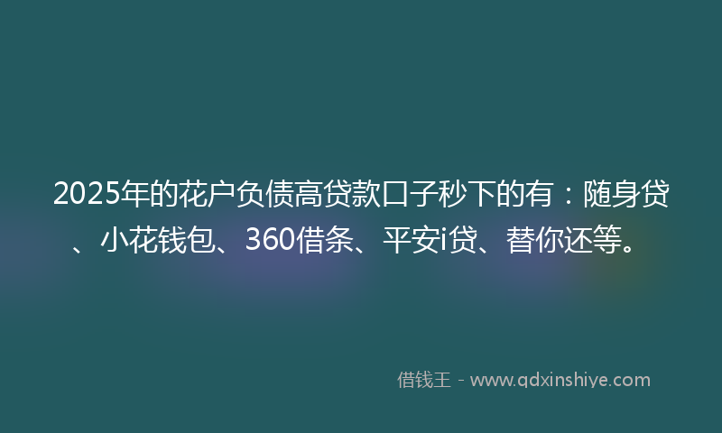2025年的花户负债高贷款口子秒下的有：随身贷、小花钱包、360借条、平安i贷、替你还等。