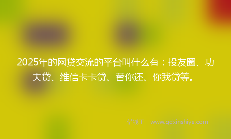 2025年的网贷交流的平台叫什么有：投友圈、功夫贷、维信卡卡贷、替你还、你我贷等。