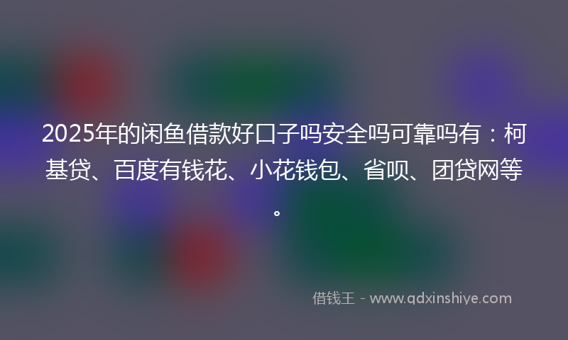 2025年的闲鱼借款好口子吗安全吗可靠吗有：柯基贷、百度有钱花、小花钱包、省呗、团贷网等。