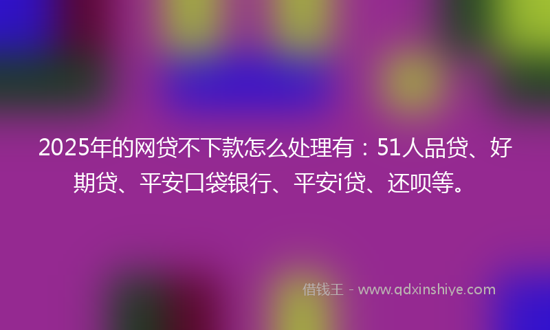 2025年的网贷不下款怎么处理有：51人品贷、好期贷、平安口袋银行、平安i贷、还呗等。