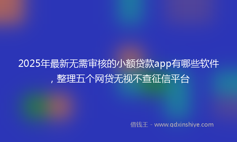 2025年最新无需审核的小额贷款app有哪些软件，整理五个网贷无视不查征信平台