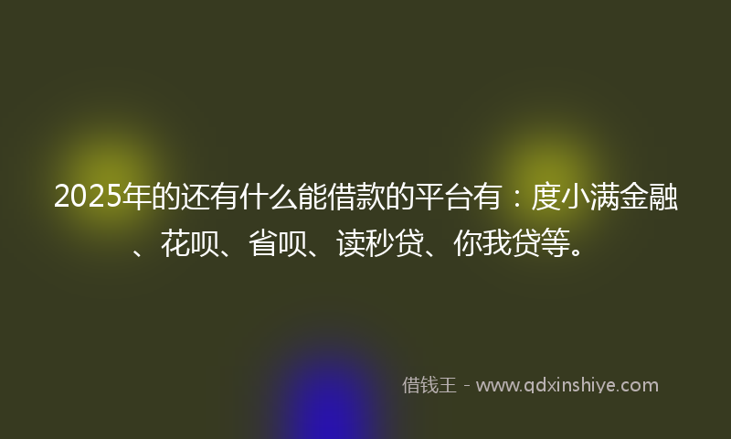 2025年的还有什么能借款的平台有：度小满金融、花呗、省呗、读秒贷、你我贷等。