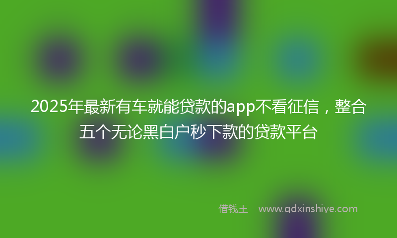 2025年最新有车就能贷款的app不看征信，整合五个无论黑白户秒下款的贷款平台