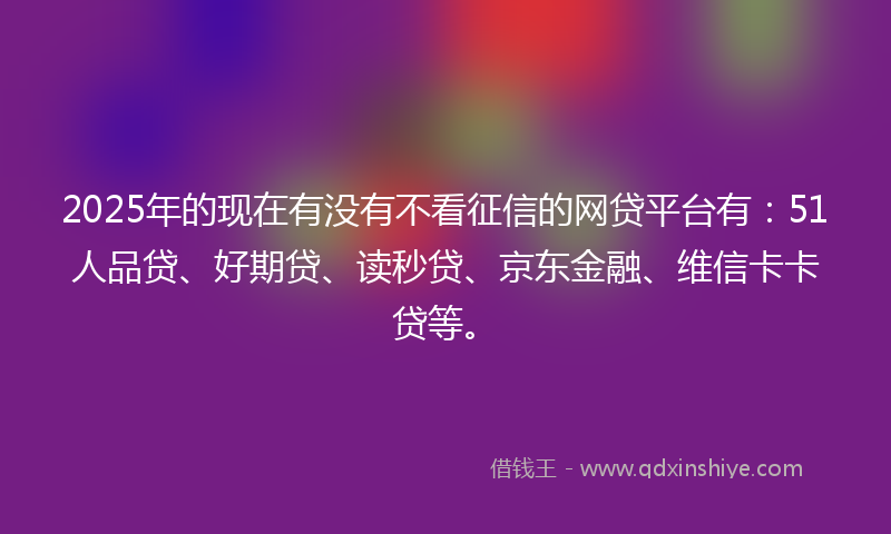 2025年的现在有没有不看征信的网贷平台有：51人品贷、好期贷、读秒贷、京东金融、维信卡卡贷等。