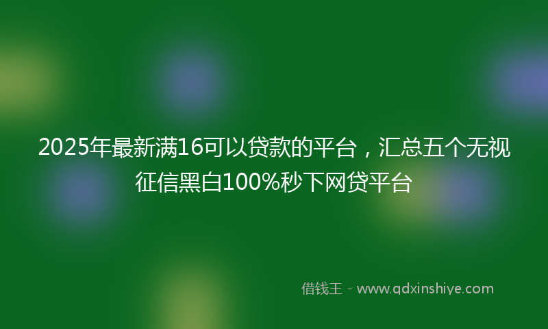 2025年最新满16可以贷款的平台，汇总五个无视征信黑白100%秒下网贷平台