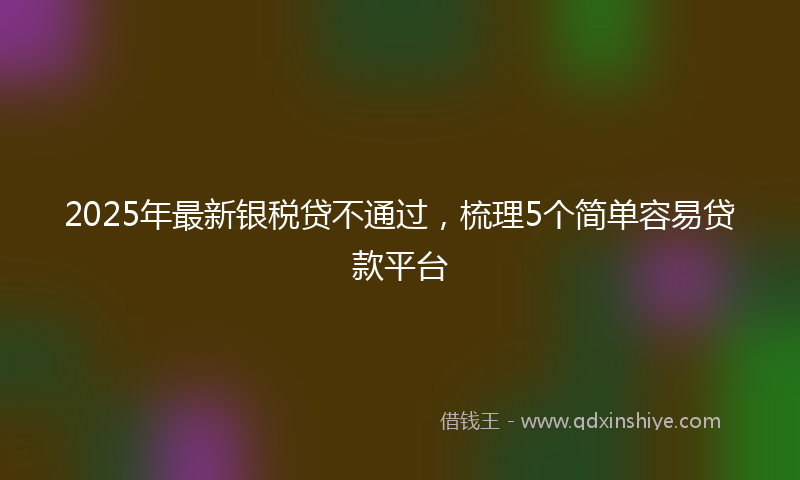 2025年最新银税贷不通过，梳理5个简单容易贷款平台