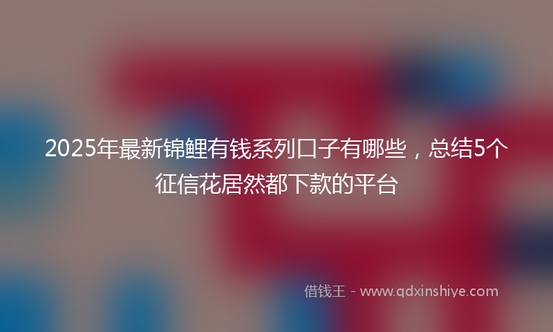 2025年最新锦鲤有钱系列口子有哪些，总结5个征信花居然都下款的平台