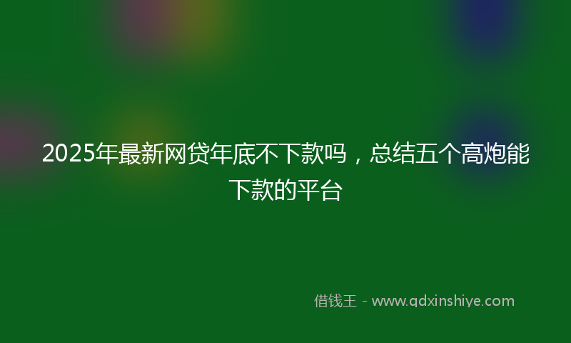 2025年最新网贷年底不下款吗，总结五个高炮能下款的平台