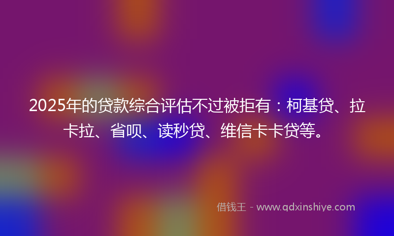 2025年的贷款综合评估不过被拒有：柯基贷、拉卡拉、省呗、读秒贷、维信卡卡贷等。