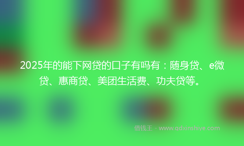 2025年的能下网贷的口子有吗有：随身贷、e微贷、惠商贷、美团生活费、功夫贷等。