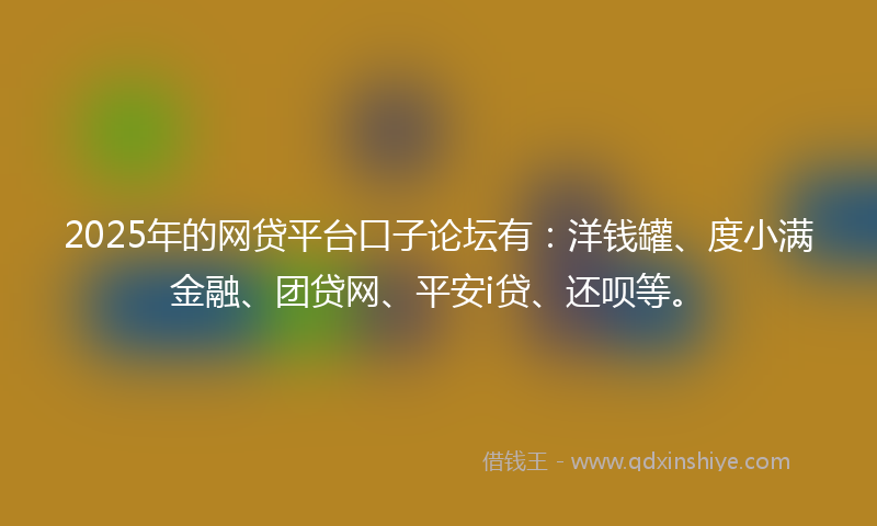 2025年的网贷平台口子论坛有：洋钱罐、度小满金融、团贷网、平安i贷、还呗等。
