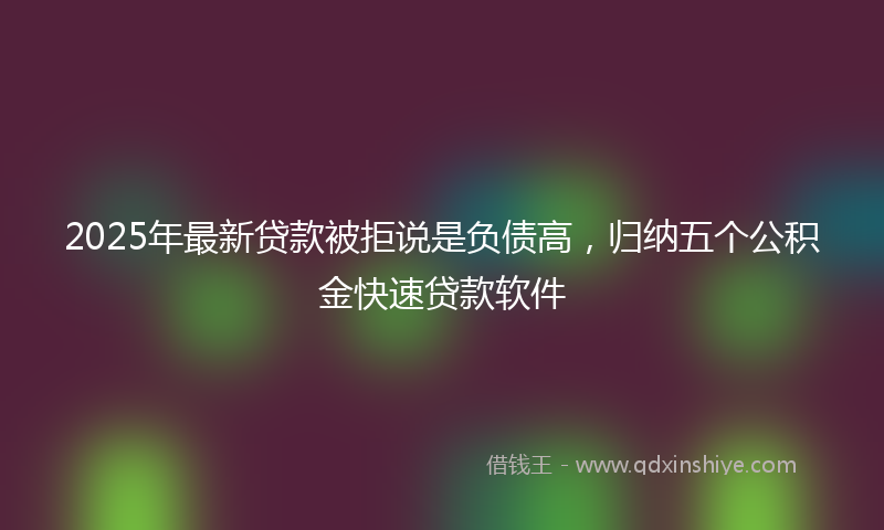 2025年最新贷款被拒说是负债高，归纳五个公积金快速贷款软件