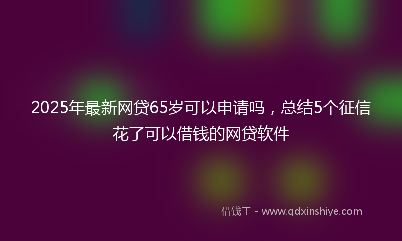 2025年最新网贷65岁可以申请吗，总结5个征信花了可以借钱的网贷软件