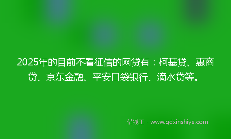 2025年的目前不看征信的网贷有：柯基贷、惠商贷、京东金融、平安口袋银行、滴水贷等。