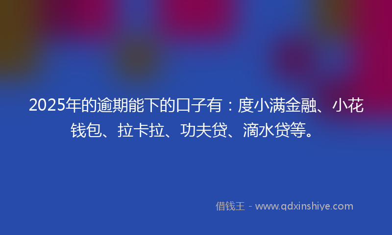 2025年的逾期能下的口子有：度小满金融、小花钱包、拉卡拉、功夫贷、滴水贷等。