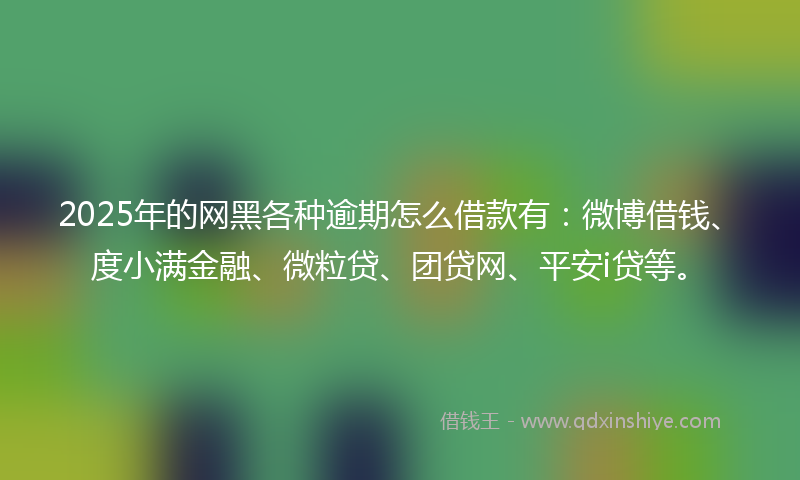 2025年的网黑各种逾期怎么借款有：微博借钱、度小满金融、微粒贷、团贷网、平安i贷等。