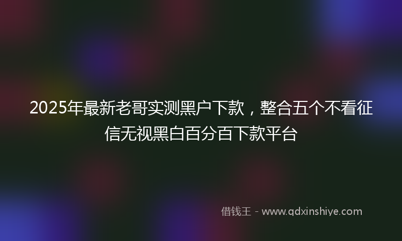 2025年最新老哥实测黑户下款，整合五个不看征信无视黑白百分百下款平台