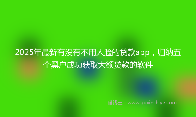 2025年最新有没有不用人脸的贷款app，归纳五个黑户成功获取大额贷款的软件