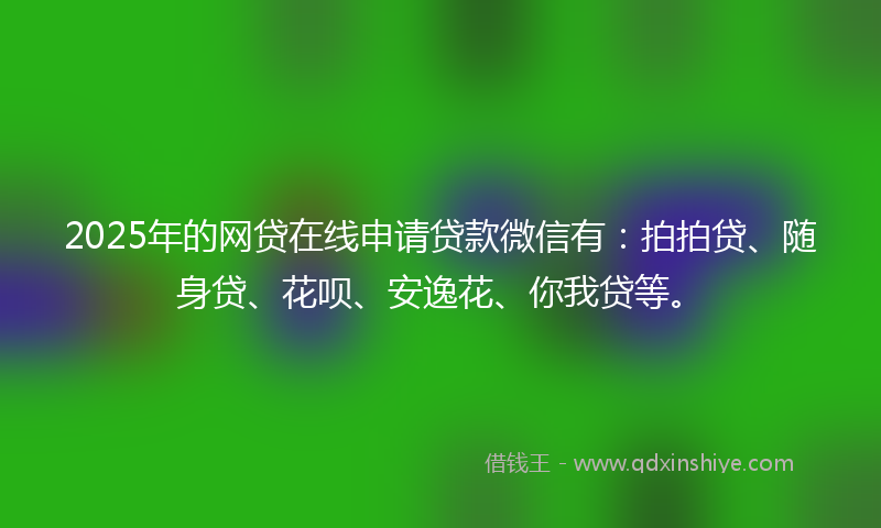 2025年的网贷在线申请贷款微信有：拍拍贷、随身贷、花呗、安逸花、你我贷等。
