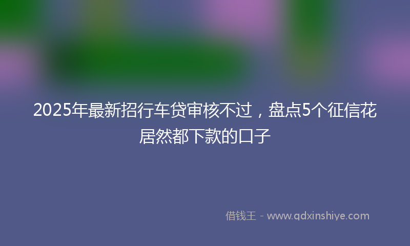2025年最新招行车贷审核不过，盘点5个征信花居然都下款的口子