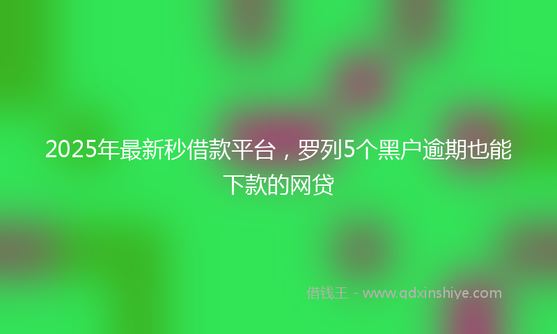 2025年最新秒借款平台，罗列5个黑户逾期也能下款的网贷