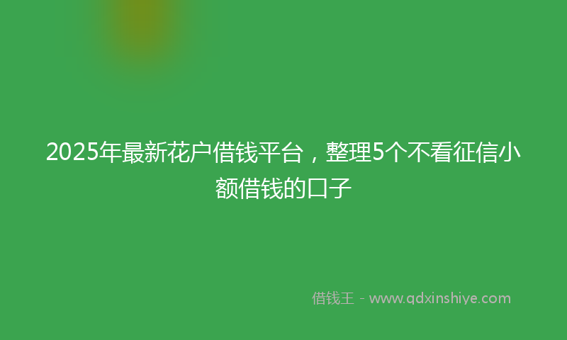 2025年最新花户借钱平台，整理5个不看征信小额借钱的口子