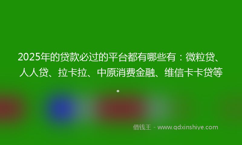 2025年的贷款必过的平台都有哪些有：微粒贷、人人贷、拉卡拉、中原消费金融、维信卡卡贷等。