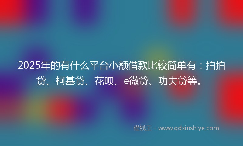 2025年的有什么平台小额借款比较简单有：拍拍贷、柯基贷、花呗、e微贷、功夫贷等。