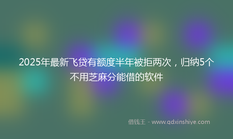 2025年最新飞贷有额度半年被拒两次，归纳5个不用芝麻分能借的软件